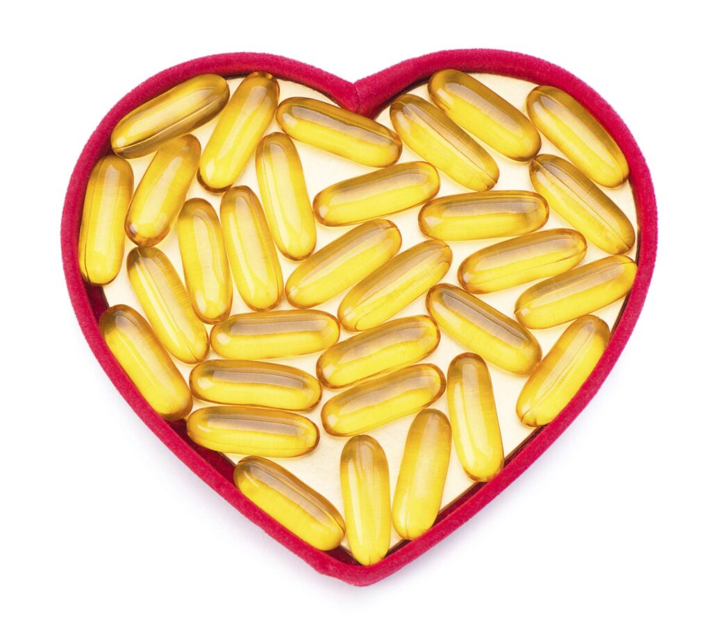 Fish Oil Supplements capsules with omega 3 oil for heart and brain health