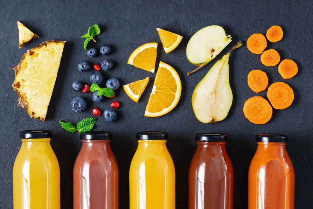 Healthy Juices made from fresh fruits and vegetables for daily nutrition