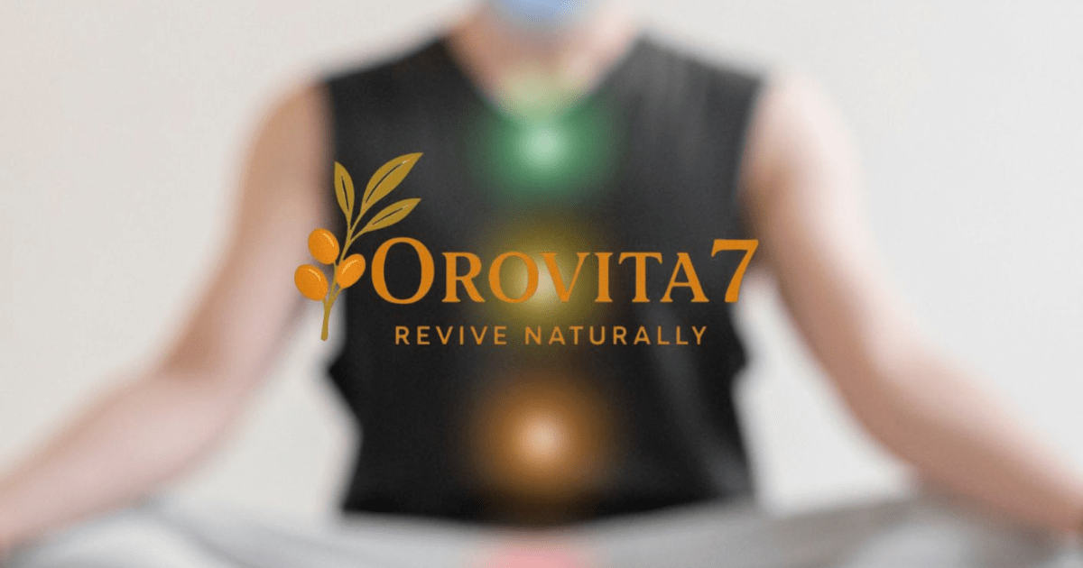 Person meditating with Orovita7 Revive Naturally logo, symbolizing holistic wellness, inner balance, and natural nutraceutical support