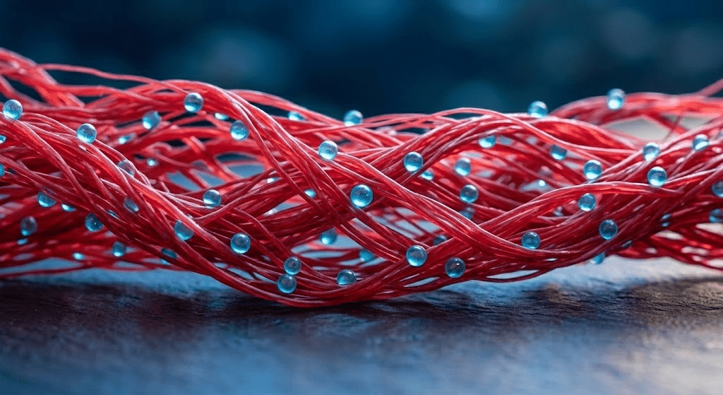 A 3D ball-and-stick molecular model of EPA, highlighting the curved shape created by multiple double bonds.