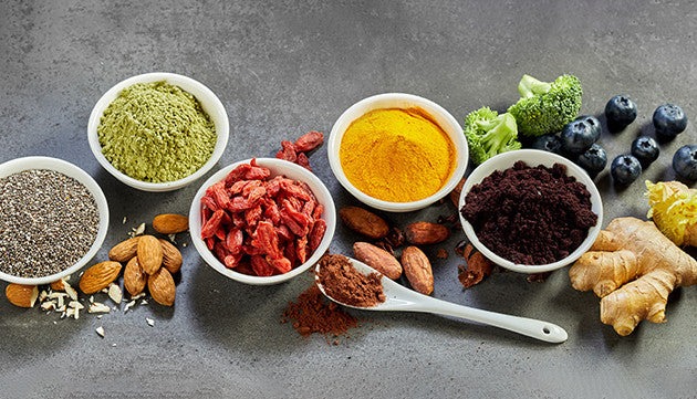 Healthy Ayurvedic diets with fresh vegetables, herbs, and natural ingredients for balanced nutrition