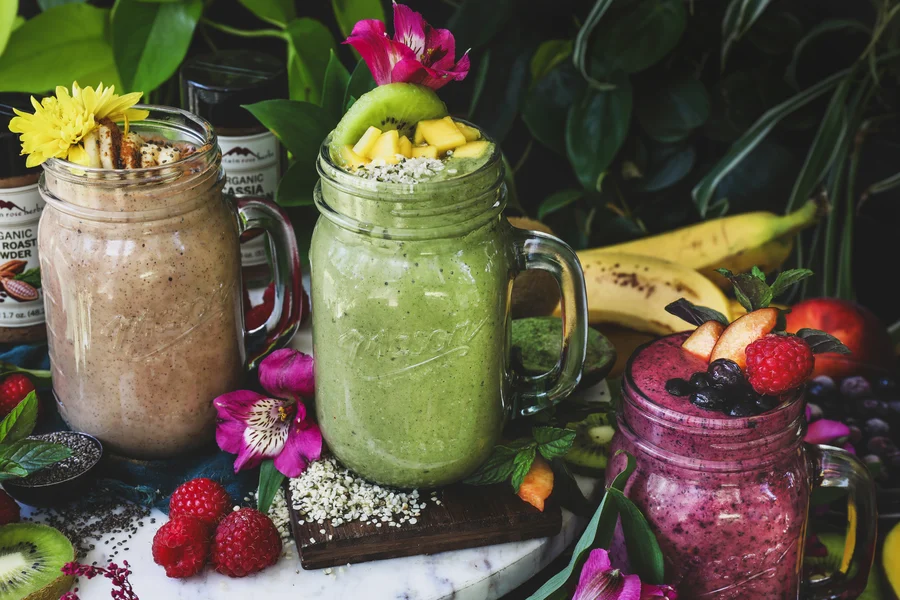 Natural Energizing Drinks made with fresh fruits and herbs for healthy energy