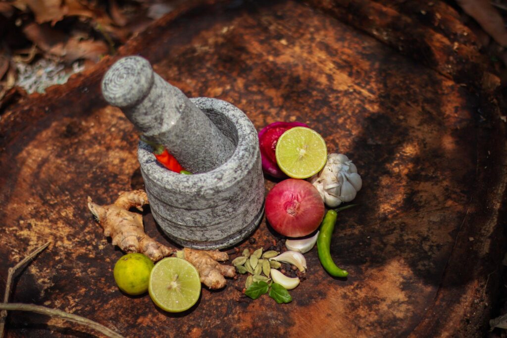 Healthy Vata Balancing Diet featuring cooked vegetables, grains, and herbal spices